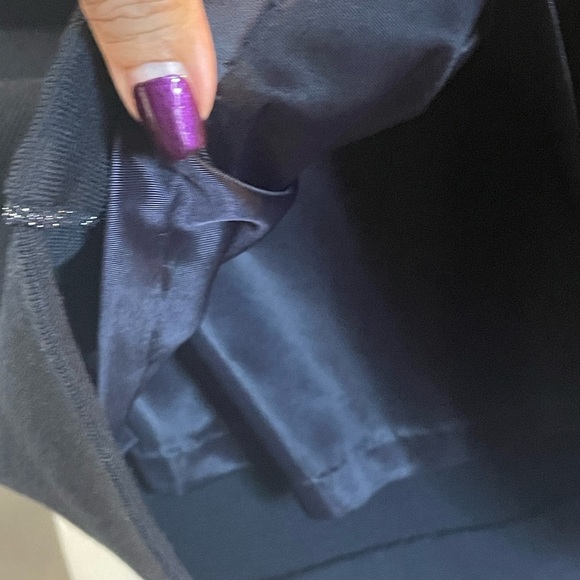 Marc Cain knit black knee length skirt with metallic silver side seams. - Picture 13 of 14